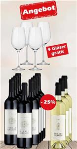 Verkaufsset Finale Grande
9 Flaschen Finale Grande Primitivo/Negroamaro Puglia IGP 
3 Flaschen Bianco Finale Grande Chardonnay/Pinot grigio Veneto IGT
4 edle Profi-Gläser